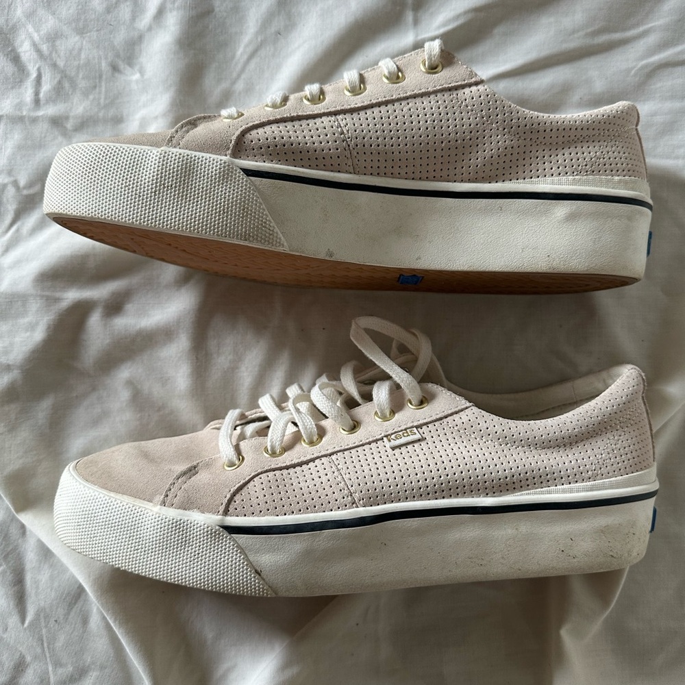 Chunky Platform Leather Sneakers Suede Keds Blush Feminine Minimalist Clean Girl